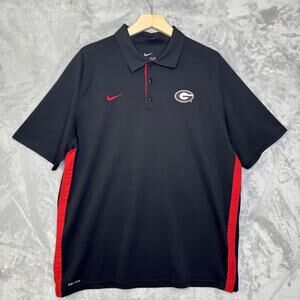 Georgia Bulldogs Shirt Mens XL Black Nike Dri Fit Polo Football Short Sleeve